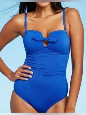 Kona Sol Royal Blue One-Piece Swimsuit with Front Knot size XL